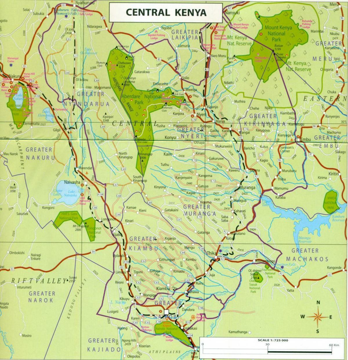 mappa del Kenya centrale