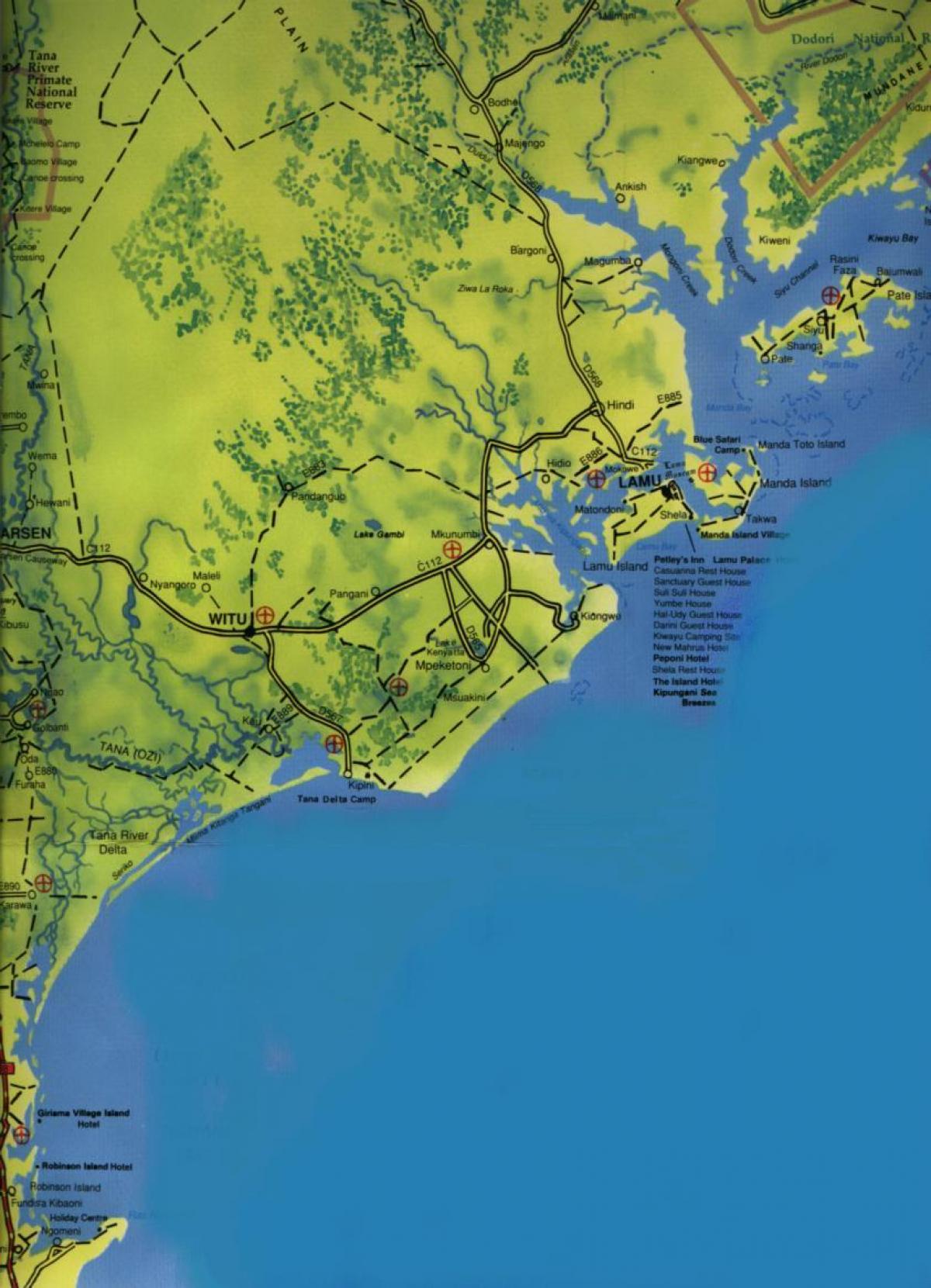 mappa della costa sud del Kenya
