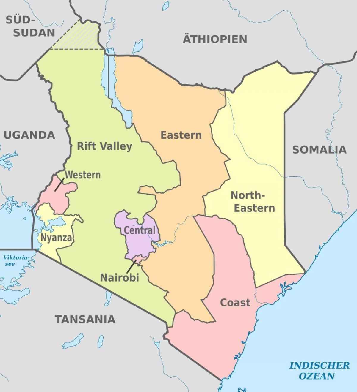 Kenya amministrativo mappa