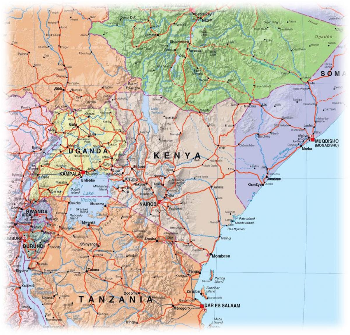 mappa del Kenya highlands