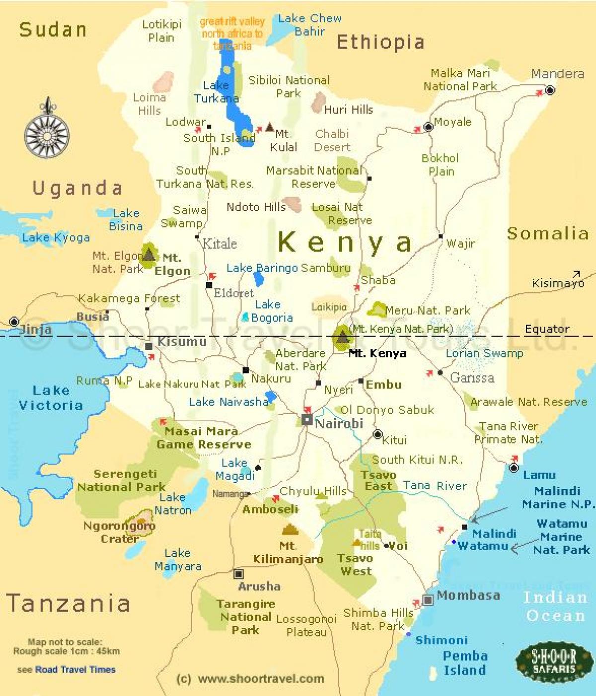 Kenya attrazioni turistiche mappa