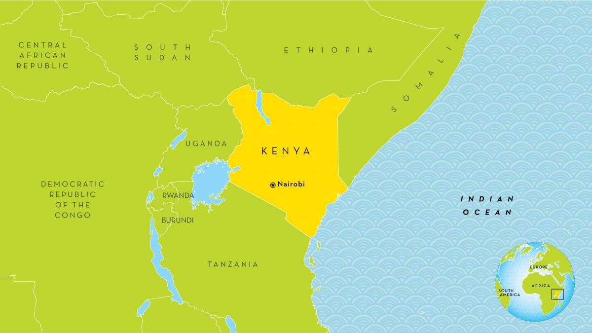 mappa della Kenya e nei paesi limitrofi,