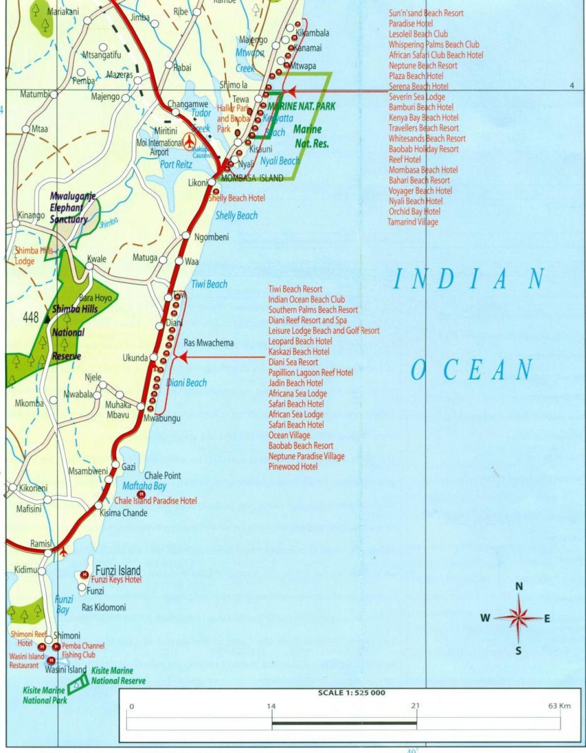 mappa di costa del Kenya