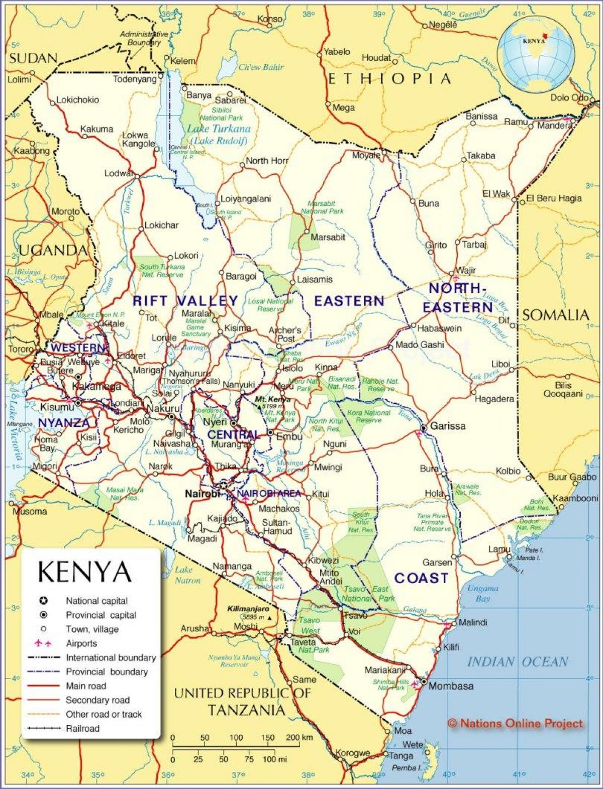 mappa di internazionale in Kenya