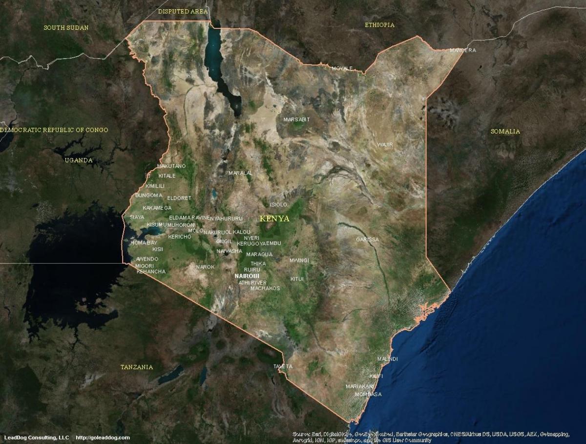 mappa di mappa satellitare del Kenya
