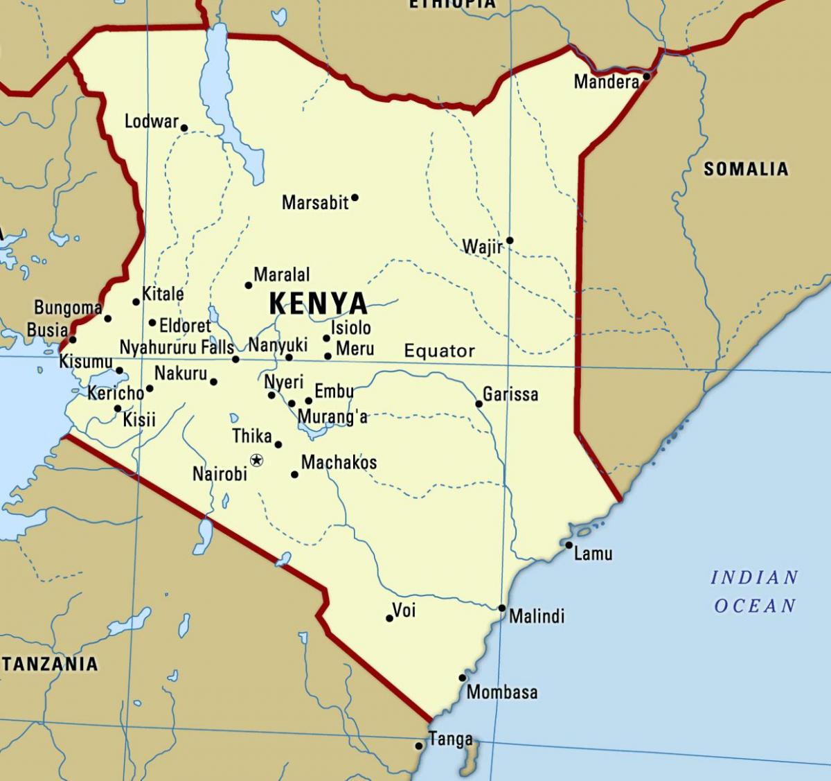 mappa del Kenya con la città