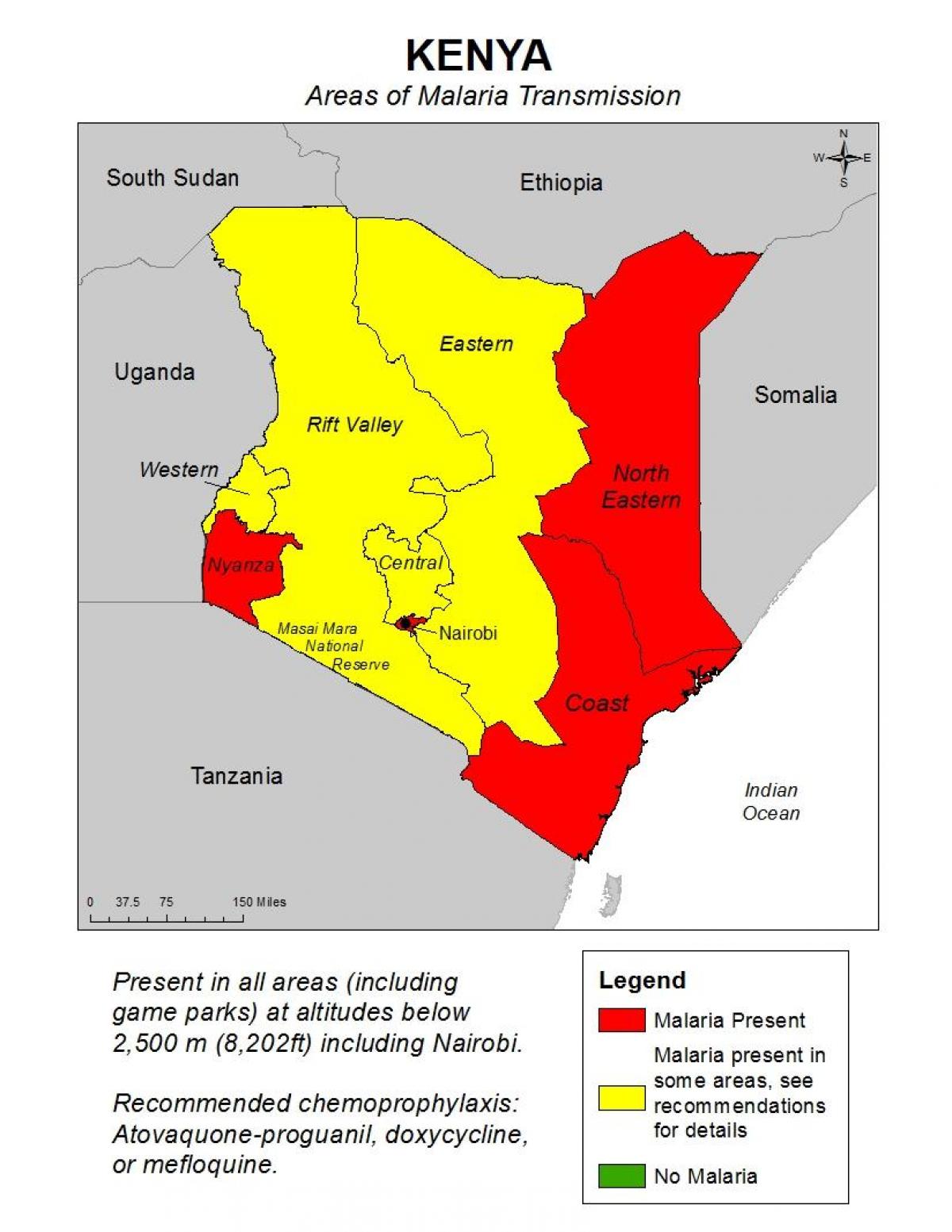 mappa di malaria in Kenya