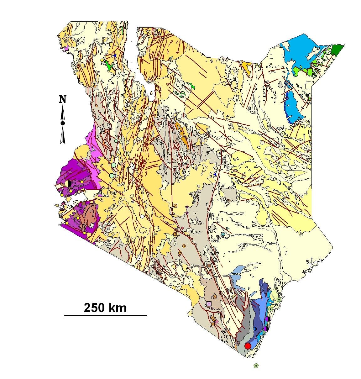 mappa del Kenya risorse minerarie