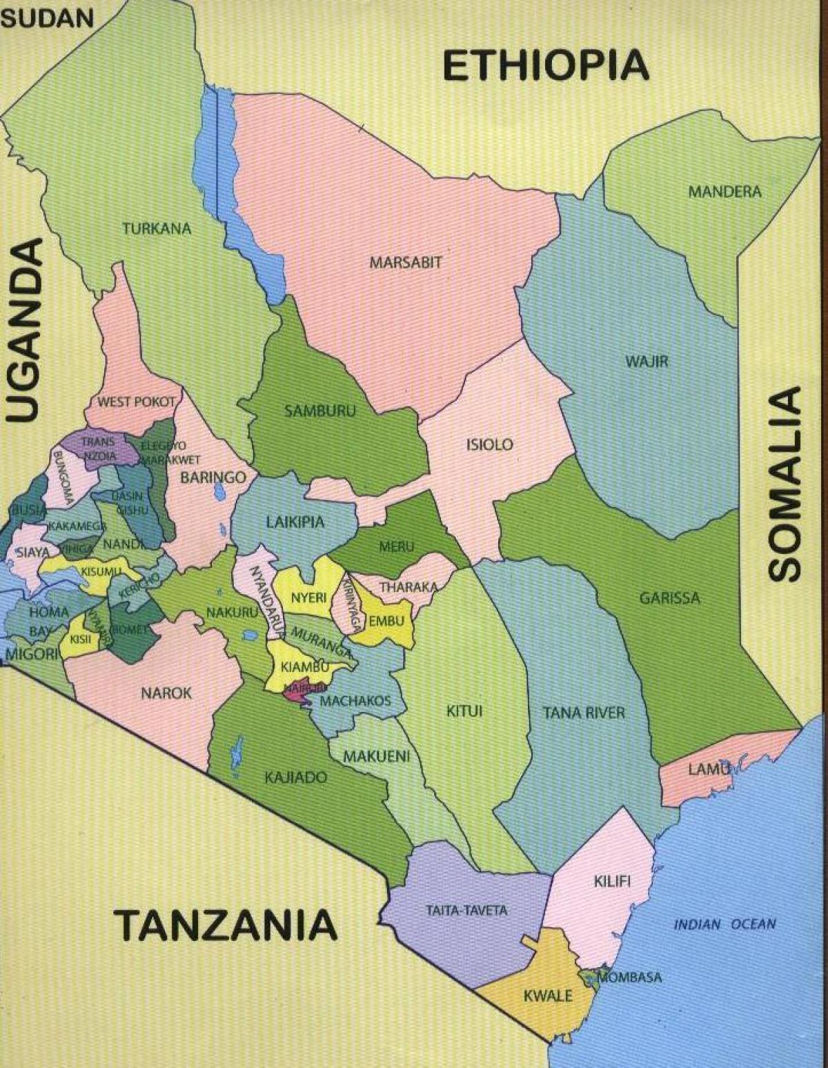 nuova mappa del Kenya contee