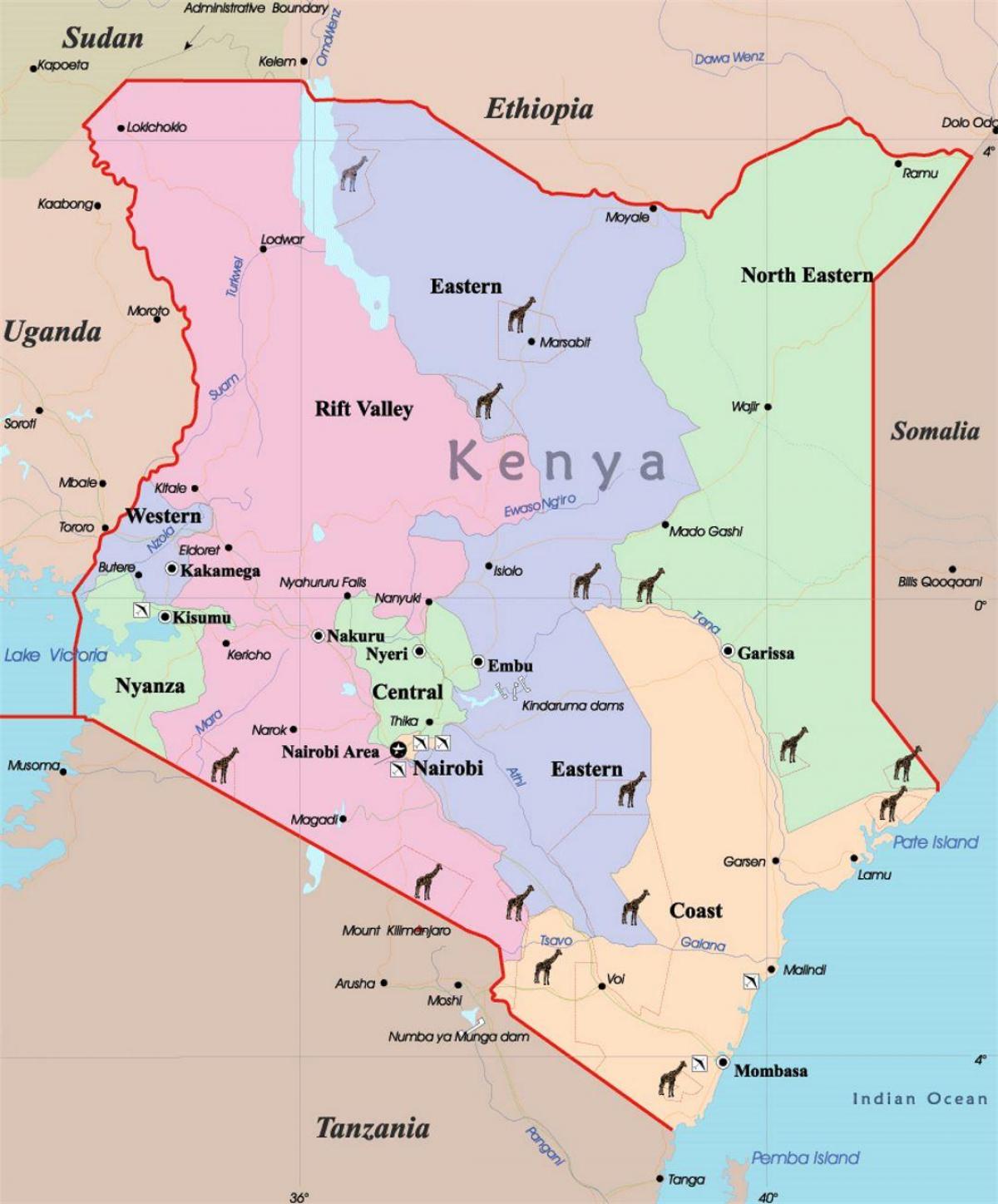 una mappa del Kenya