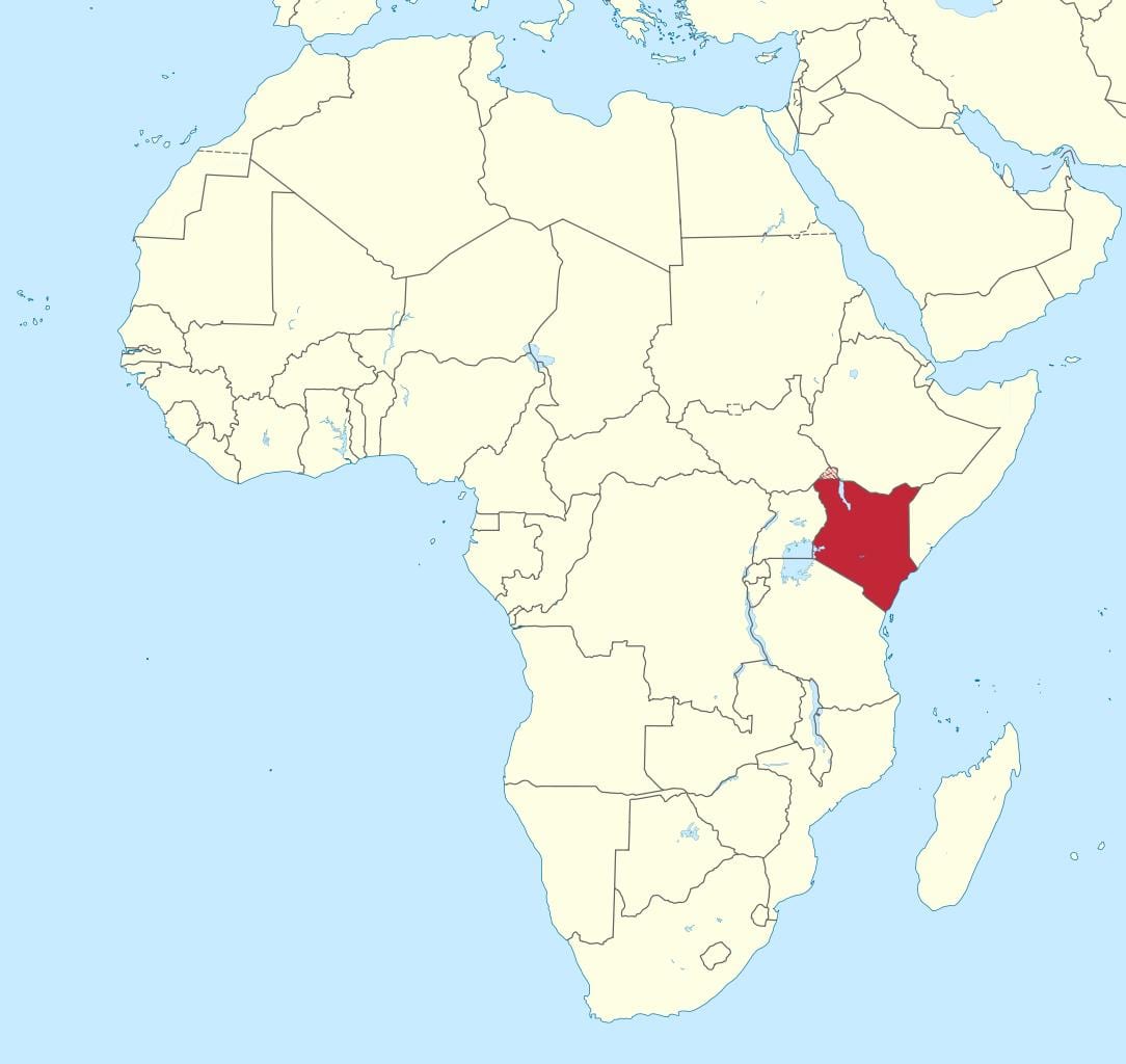 mappa di africa Kenya evidenziato