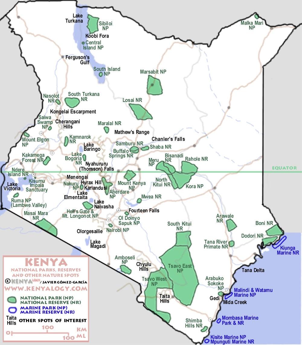 mappa di safari in Kenya 