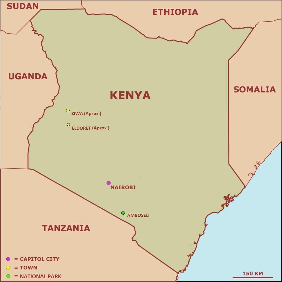 mappa di semplice mappa del Kenya