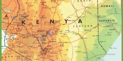 Mappa del Kenya mostrando città