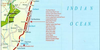 Mappa di costa del Kenya