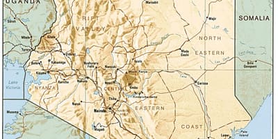 Mappa del Kenya mostrando grandi città