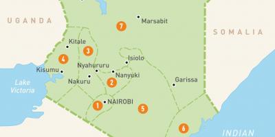 Mappa del Kenya mostrando province