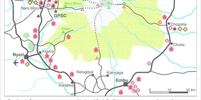 Mt Kenya in africa mappa